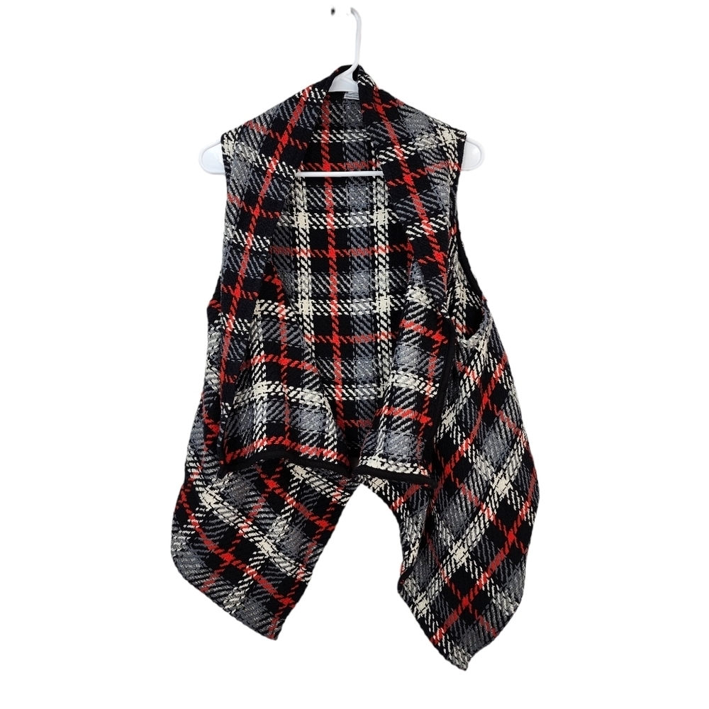 Ruti Women's Shawl Open Fonrt Plaid Vest